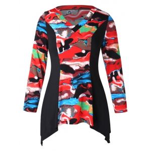

Asymmetric Abstract Painting Plus Size T-shirt, Multi