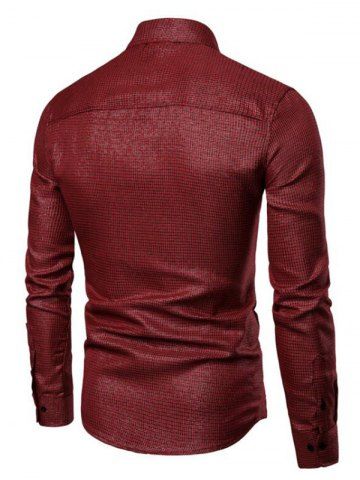 

Button Up Plaid Print Long Sleeves Shirt, Firebrick