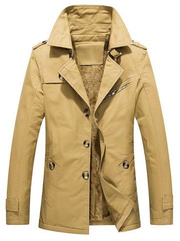 winter coat with yellow strap