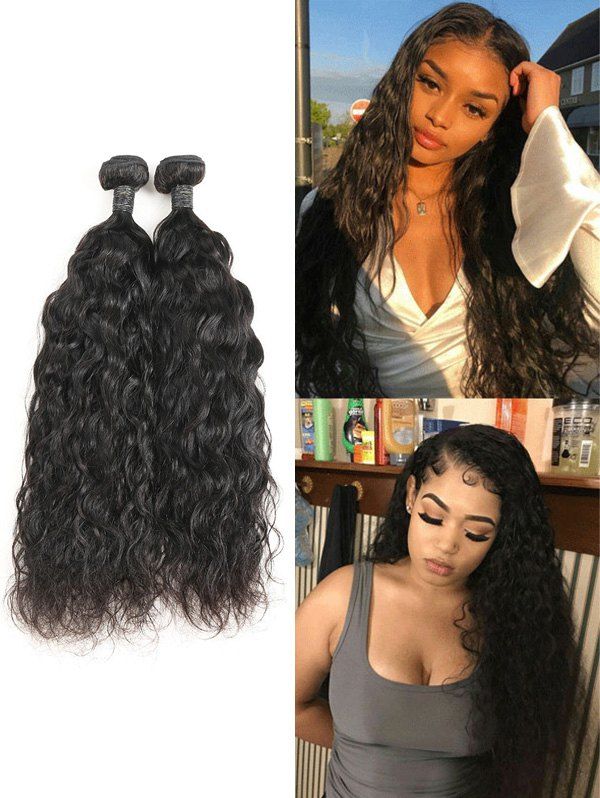 

Peruvian Human Hair Natural Wave Virgin Hair Weaves, Natural black