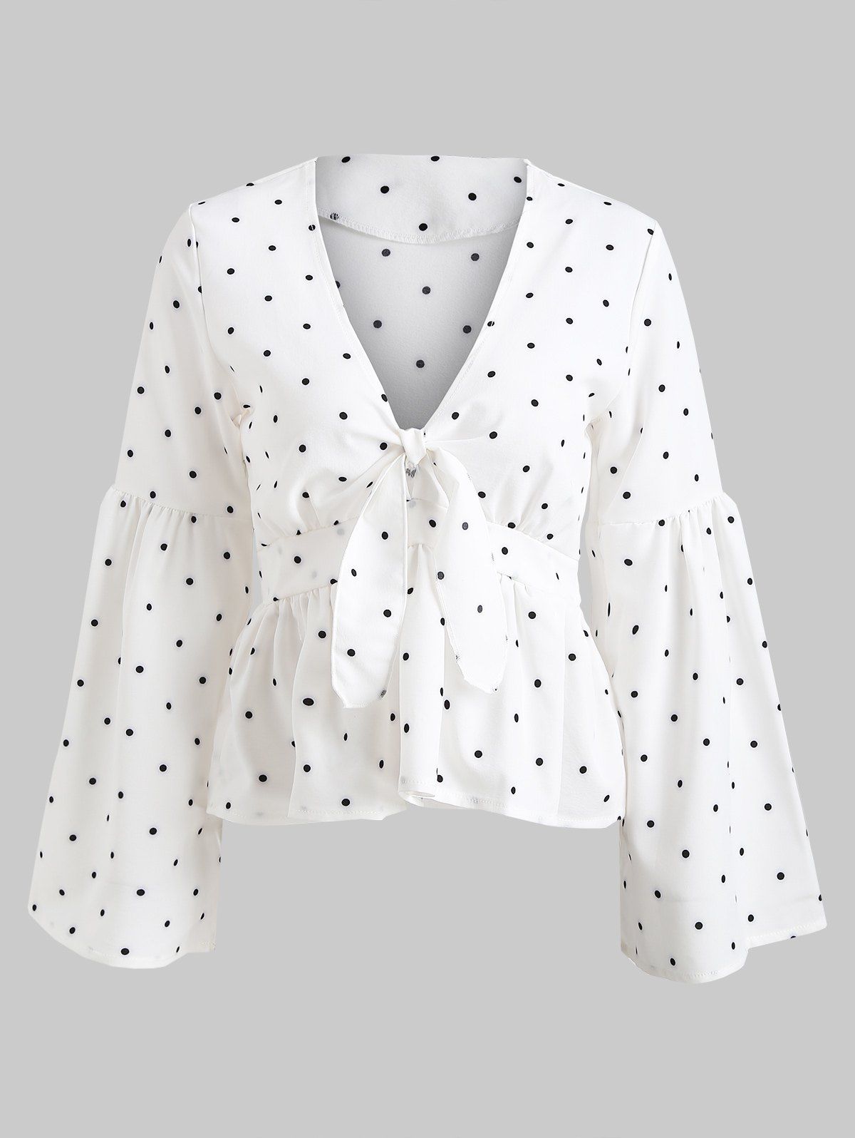 

Polka Dot Peplum Blouse, White