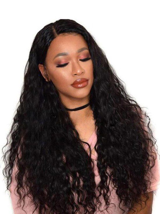 

Long Side Parting Natural Wave Synthetic Wig, Black