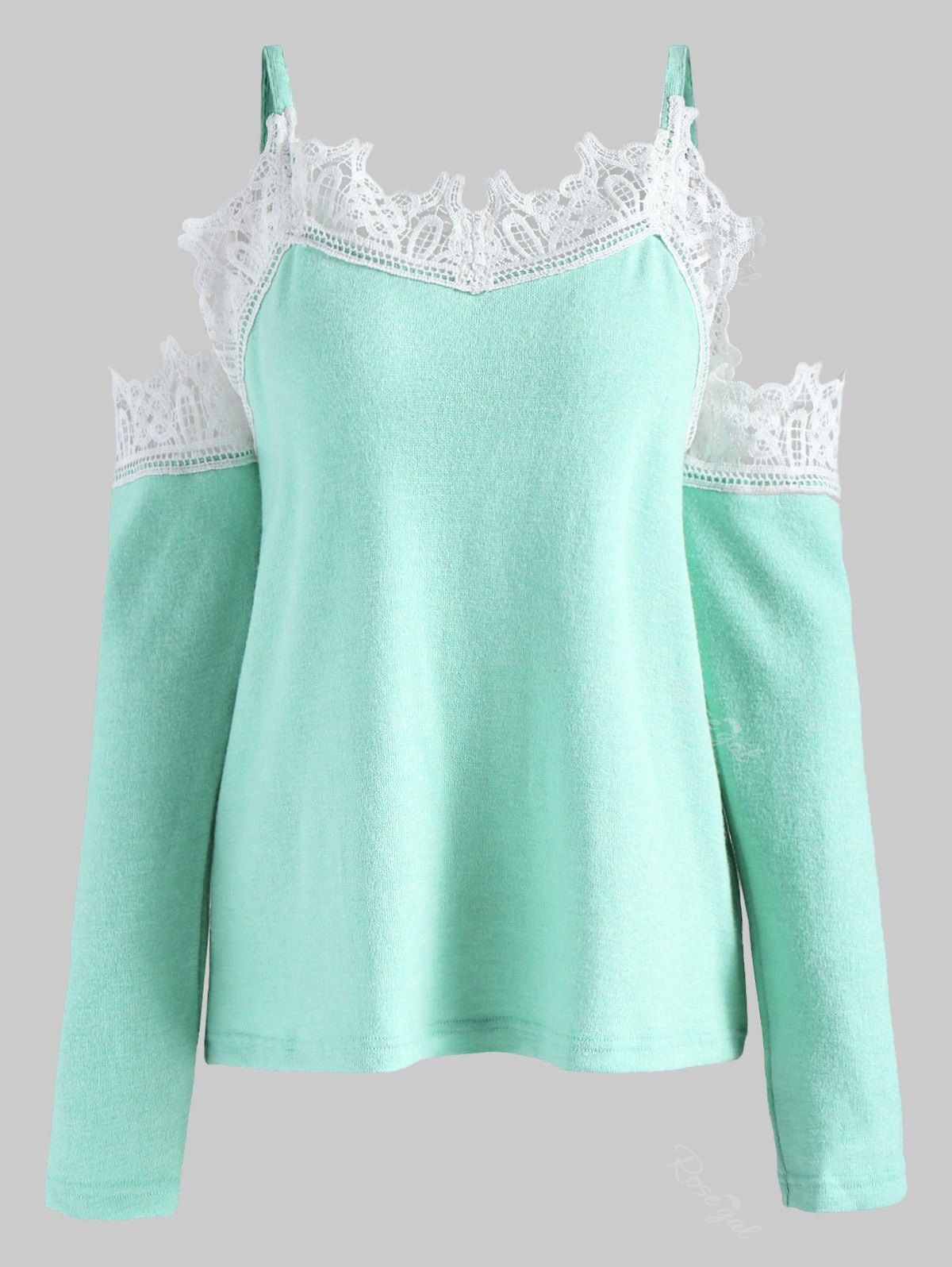Buy Lace Insert Cold Shoulder Sweater  