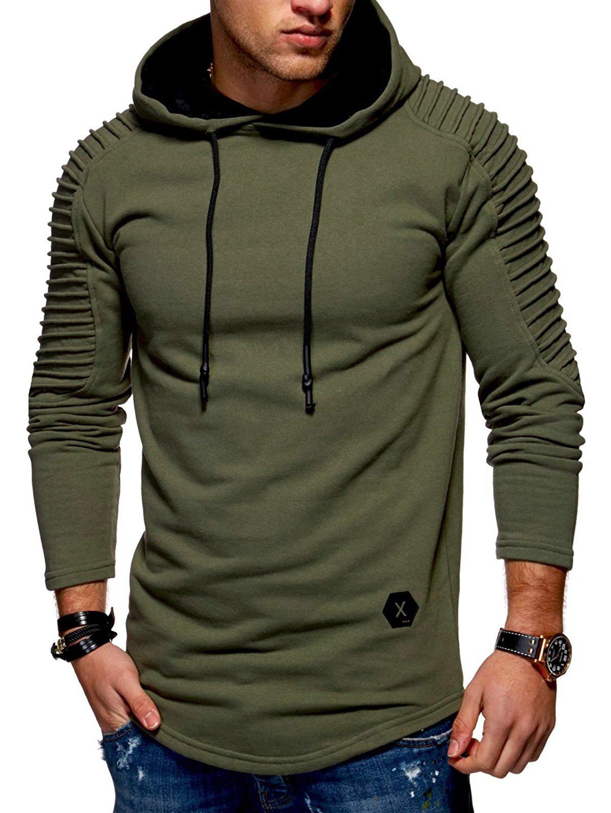 pleated long sleeve hoodie