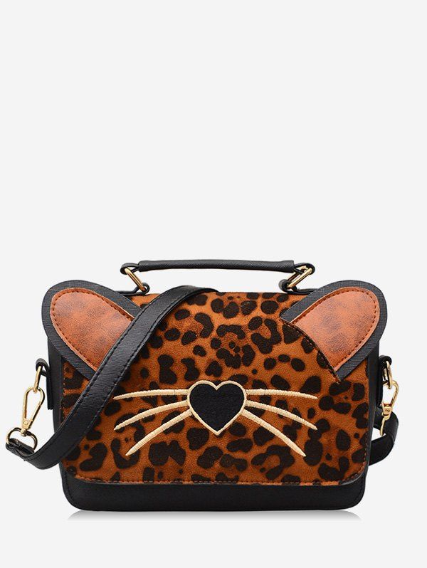 

Leopard Cat Pattern Crossbody Bag, Coffee