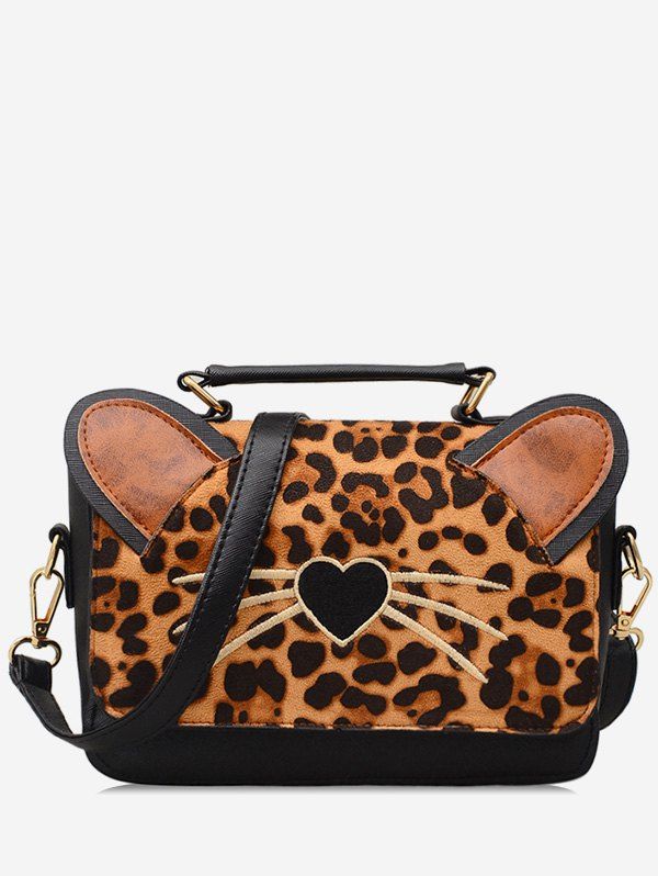 

Leopard Cat Pattern Crossbody Bag, Brown
