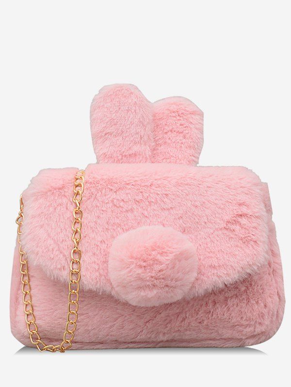 

Plush Bunny Ears Pattern Crossbody Bag, Light pink
