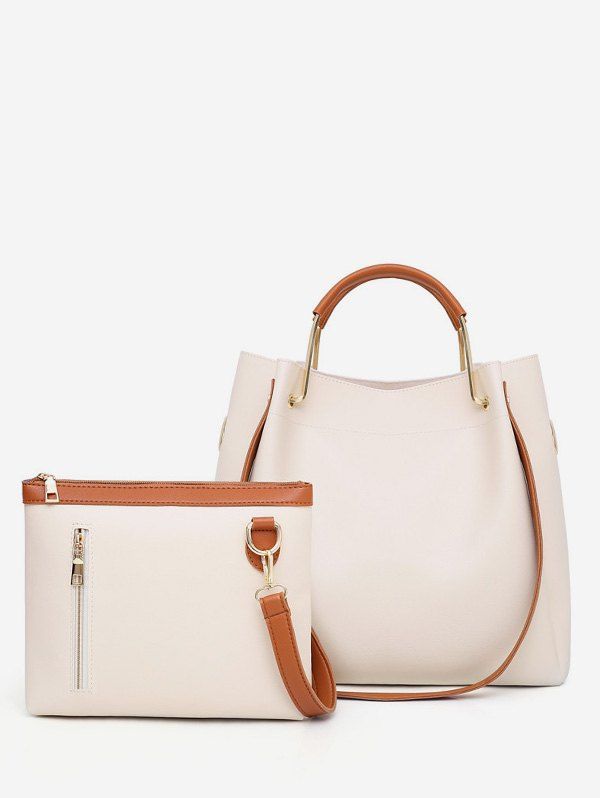 

Large Capacity Solid Color Tote Bag, White