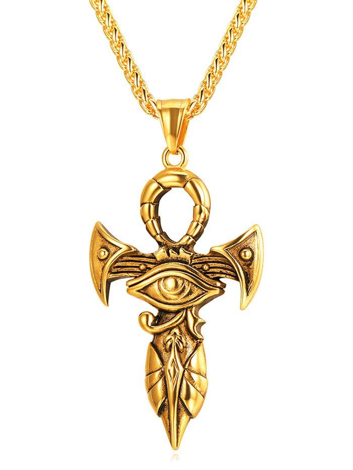 

Stainless Steel Cross Eye Chain Necklace, Gold