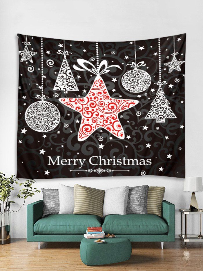 

Christmas Hanging Star Print Tapestry Wall Hanging Art Decoration, Multi