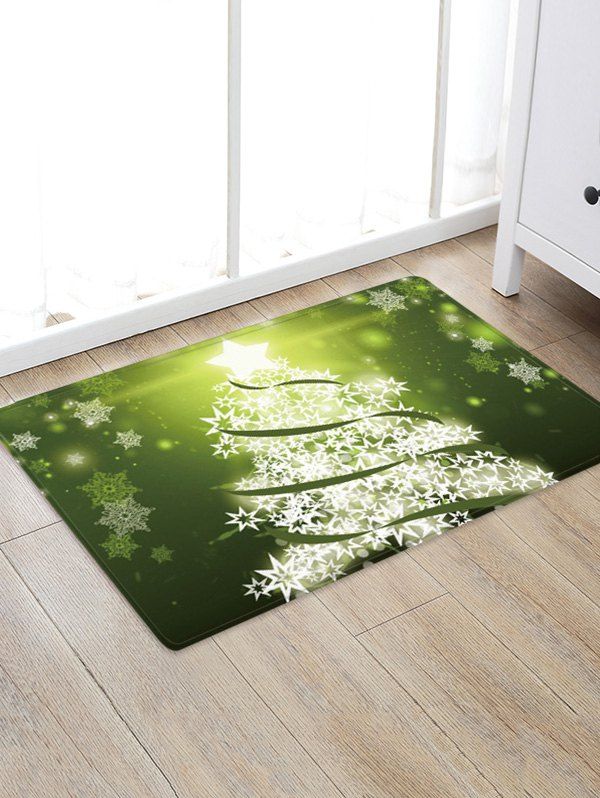 

Christmas Snowflake Tree Pattern Water Absorption Area Rug, Green