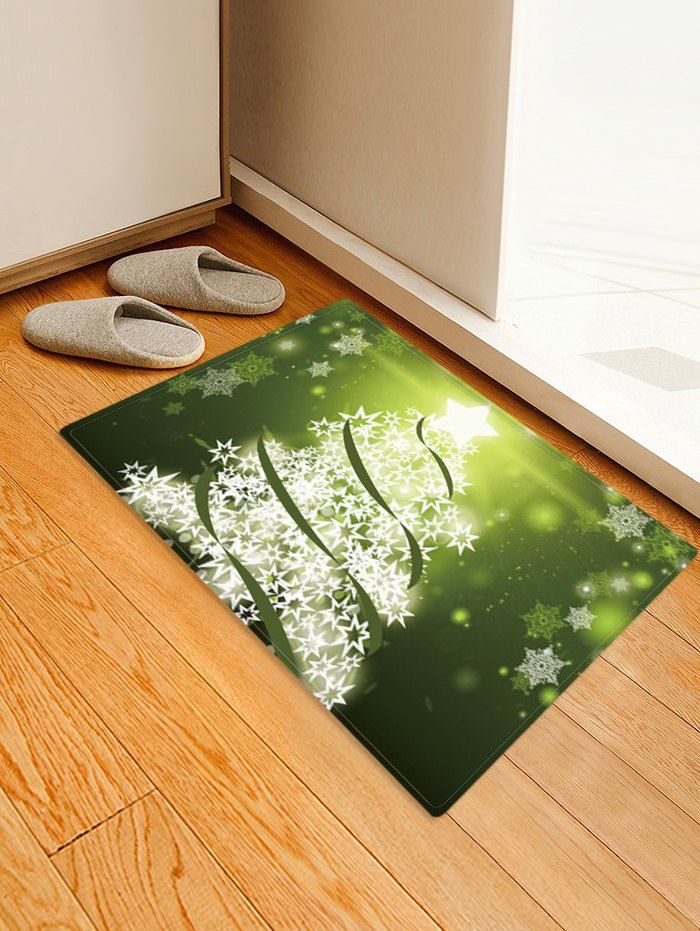 

Christmas Snowflake Tree Pattern Water Absorption Area Rug, Green