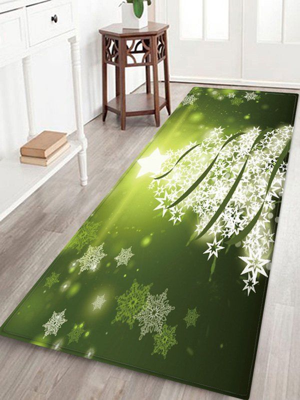 

Christmas Snowflake Tree Pattern Water Absorption Area Rug, Green