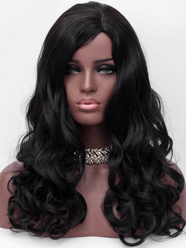 

Synthetic Side Parting Long Wavy Synthetic Wig, Black