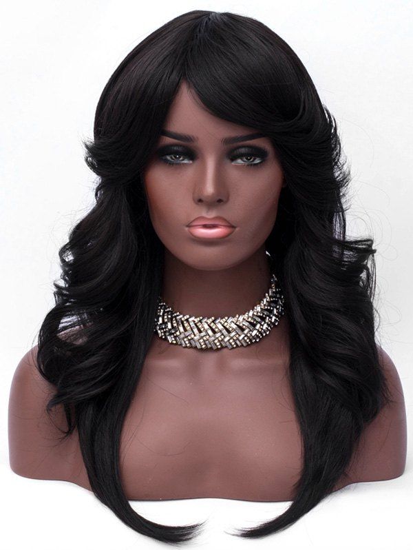 2019 Long Inclined Bang Flip Feathered Straight Synthetic Wig 2226