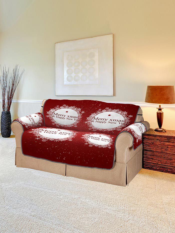 

Christmas Greeting Pattern Couch Cover, Red