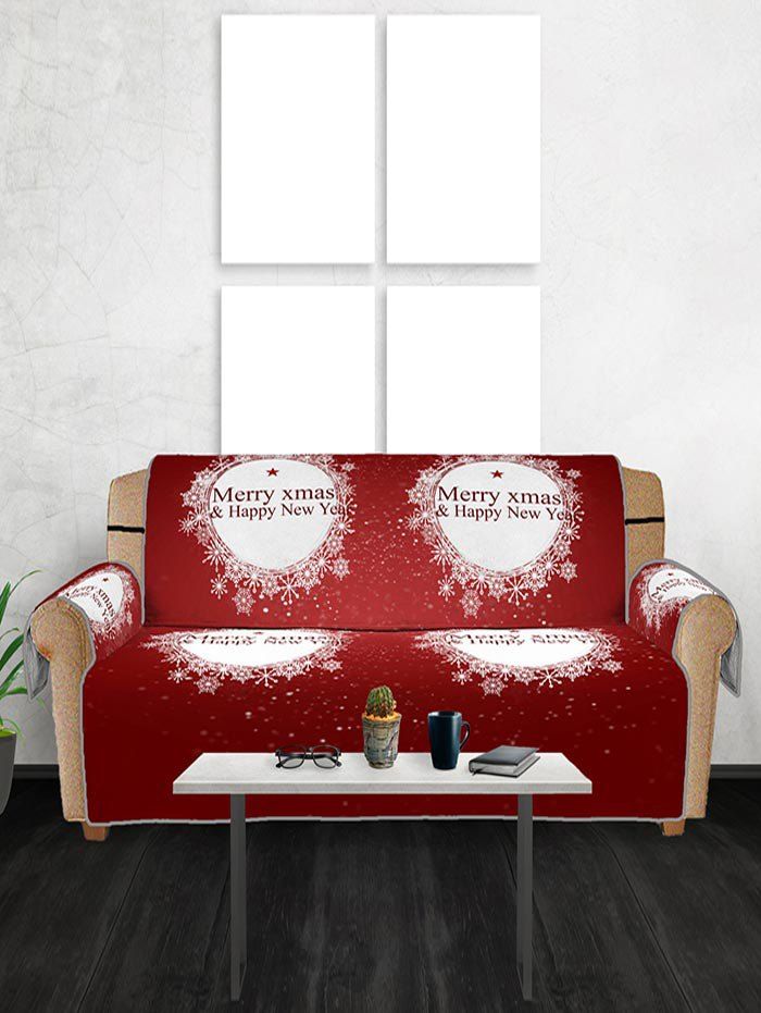 

Christmas Greeting Pattern Couch Cover, Red