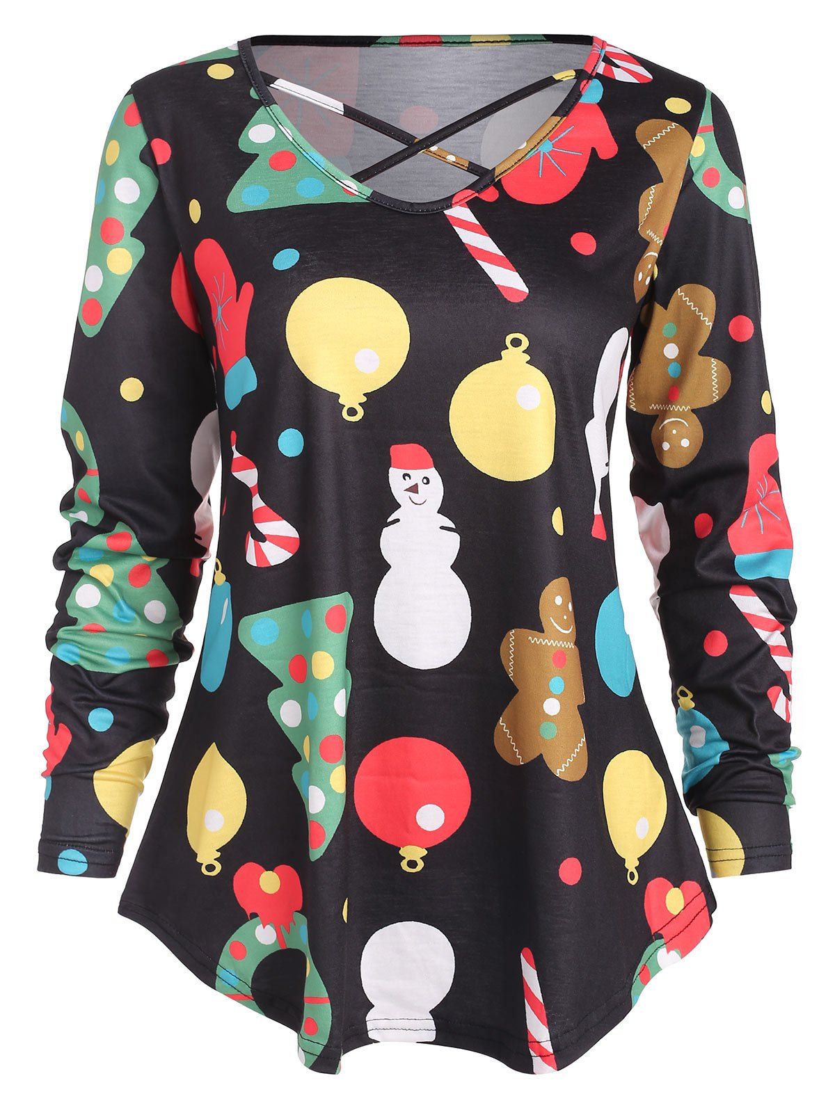 

Christmas Criss Cross Printed T-shirt, Black