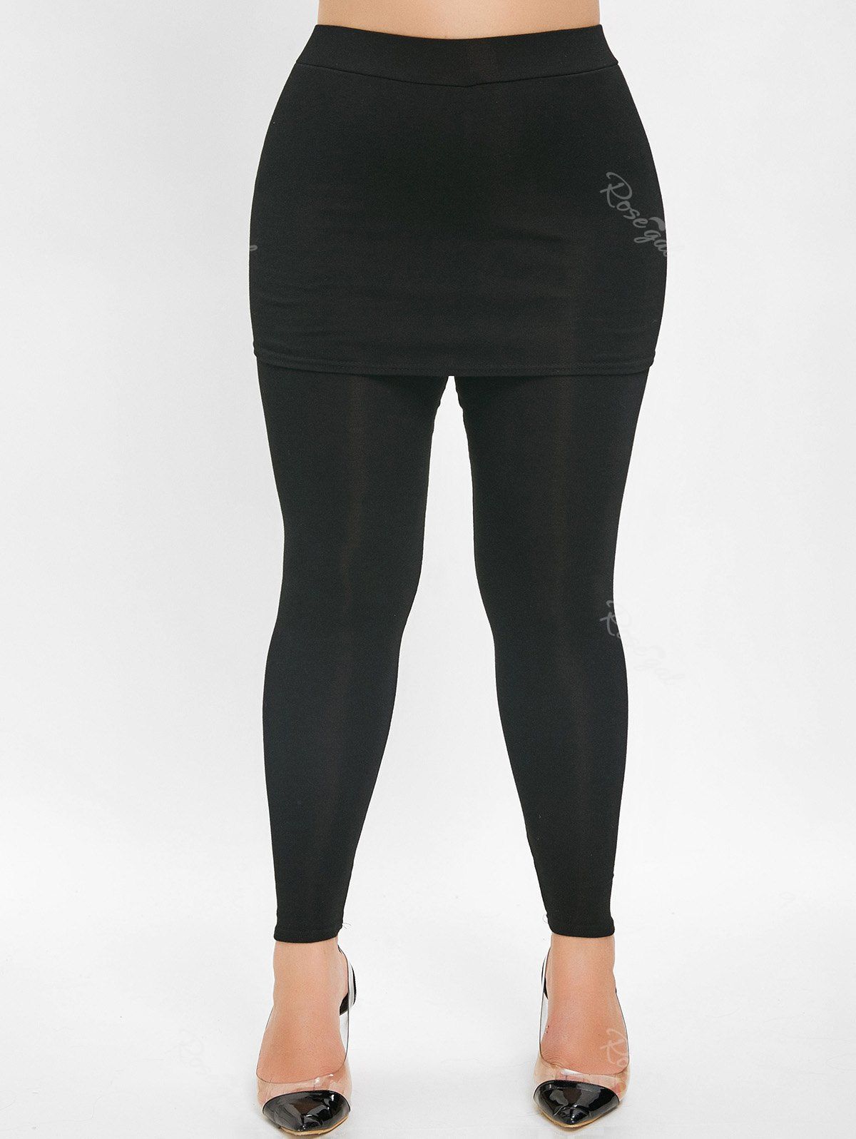 

Plus Size Elastic Waist Skirted Leggings, Black