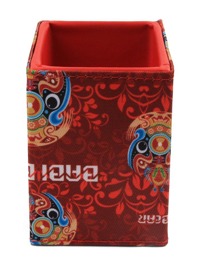 

Ethnic Print Squared Brush Holder, Red wine