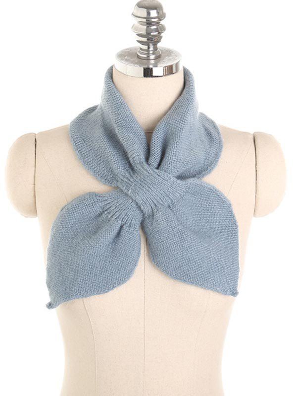 

Vintage Solid Color Crochet Scarf, Denim blue