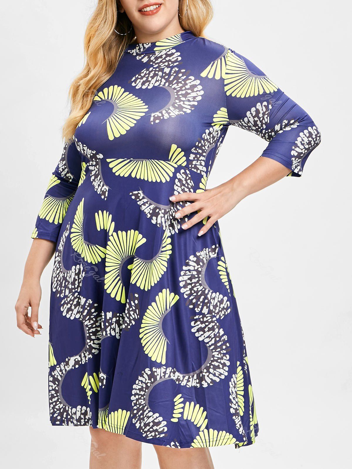 

Plus Size Printed A Line Dress, Multi