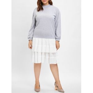 

Mock Neck Plus Size Layered Dress, Light gray