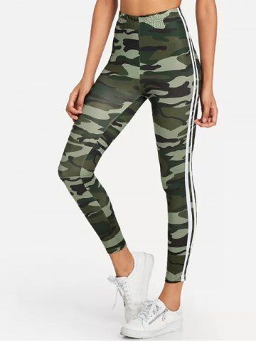 

Camo Print Side Striped Gym Leggings, Camouflage green