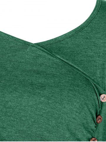 

Plus Size Draped Floral Long Tunic Tee, Pine green
