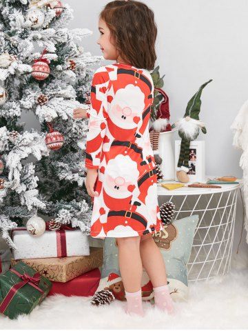 

Family Christmas Pajamas Santa Claus Print Dress, Red