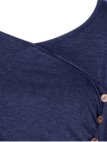 

Plus Size Draped Floral Long Tunic Tee, Deep blue
