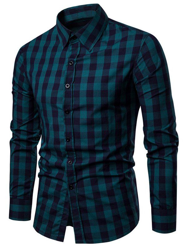 

Plaid Pattern Casual Shirt, Dark forest green