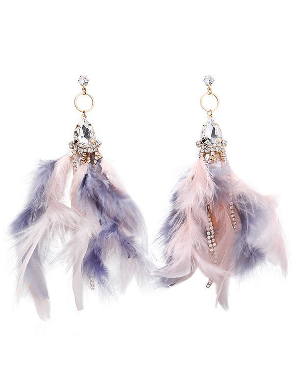 

Feather Water Drop Zircon Drop Earrings, Gray
