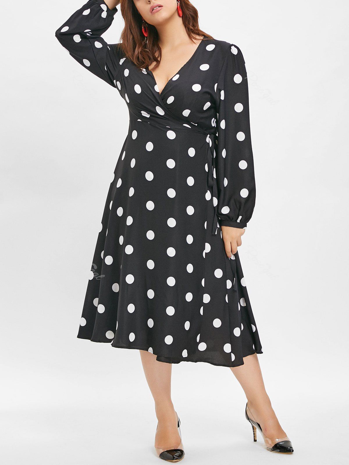 polka dot knee length dress