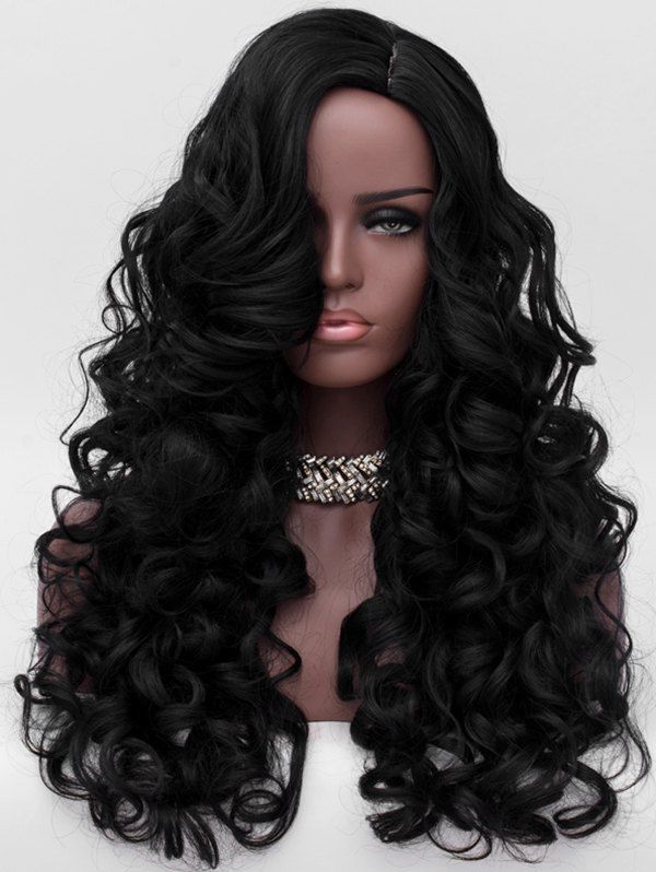 

Side Parting Long Loose Wave Party Synthetic Wig, Natural black