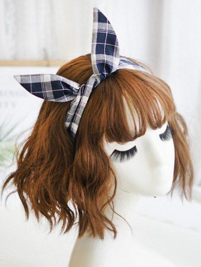 

Vintage Plaid Print Headband, Cadetblue