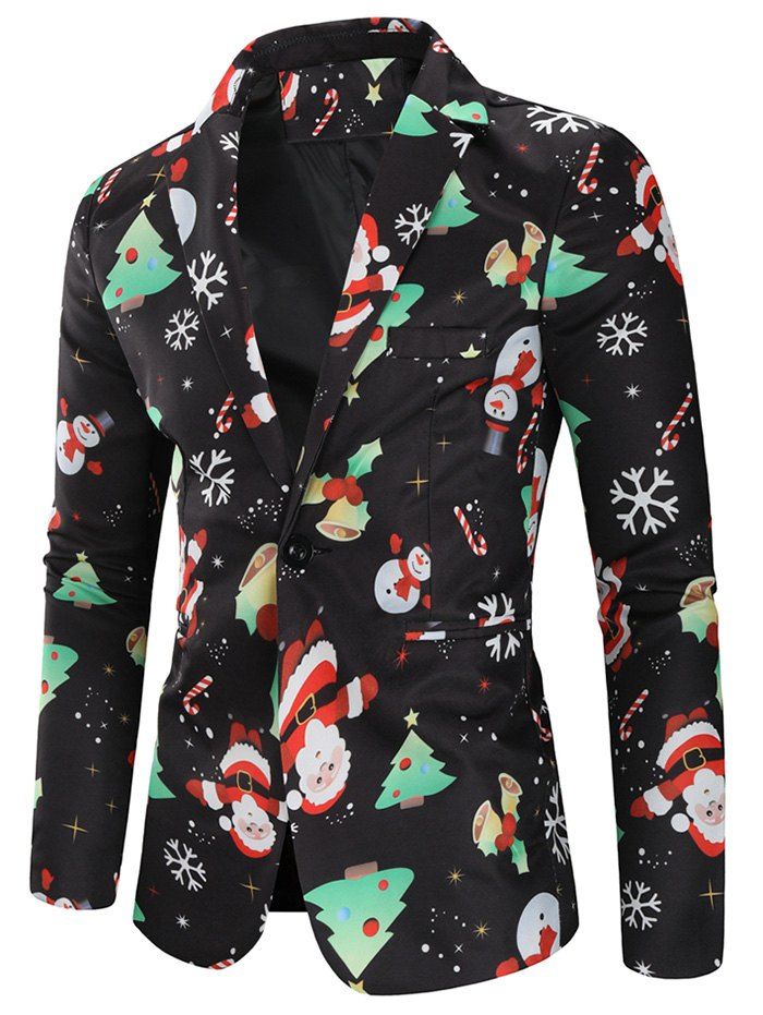

Christmas Snowmen Candy Printed Casual Blazer, Multi