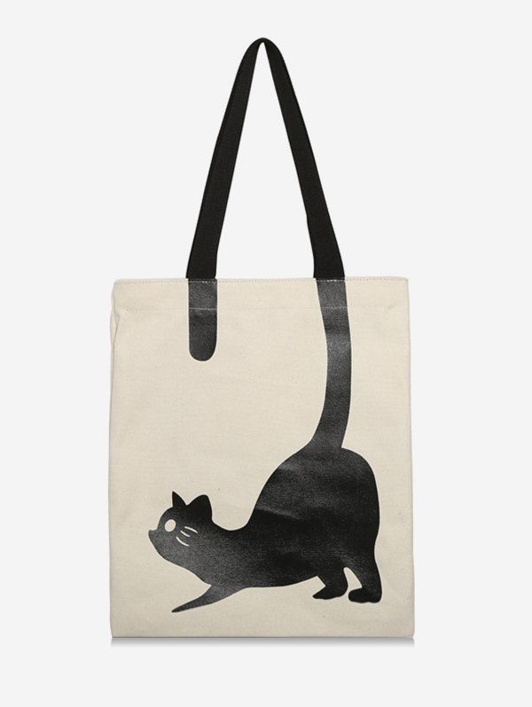 

Cat Printed Canvas Shoulder Bag, Cool white