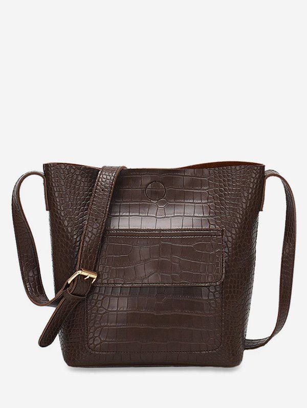 Artificial Leather Bucket Crossbody Bag