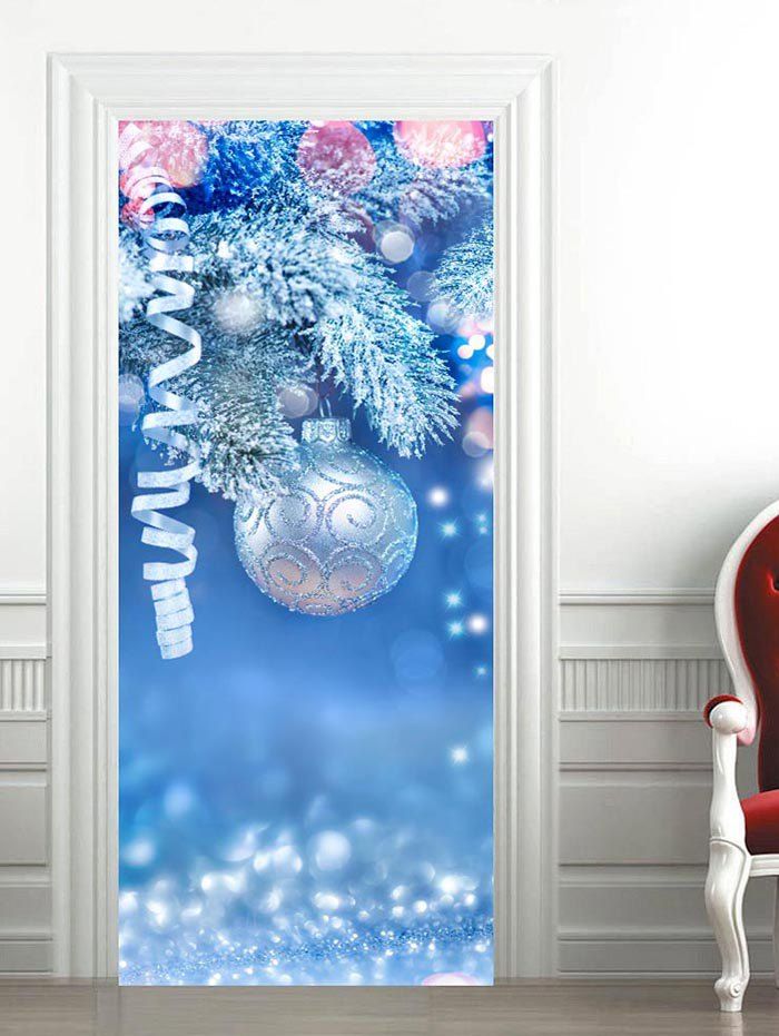 

Christmas Ball Door Art Stickers, Light sky blue
