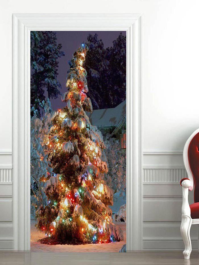 

Christmas Tree Light Pattern Door Art Stickers, Hazel green