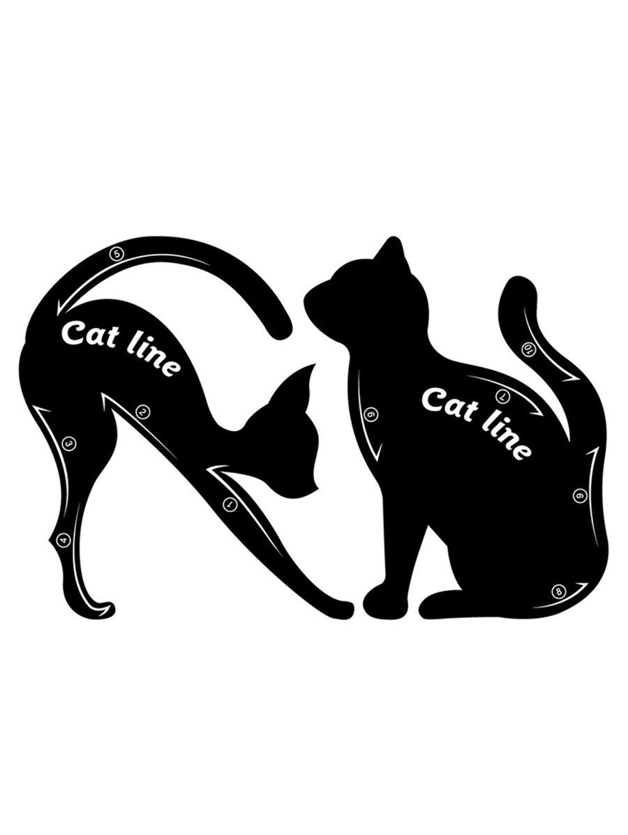 

2 Pcs Cat Eye Eyeliner Stencil Card, Black