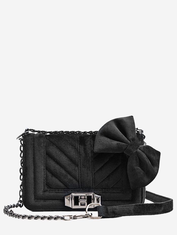 

Bowknot Fluffy Design Crossbody Bag, Black