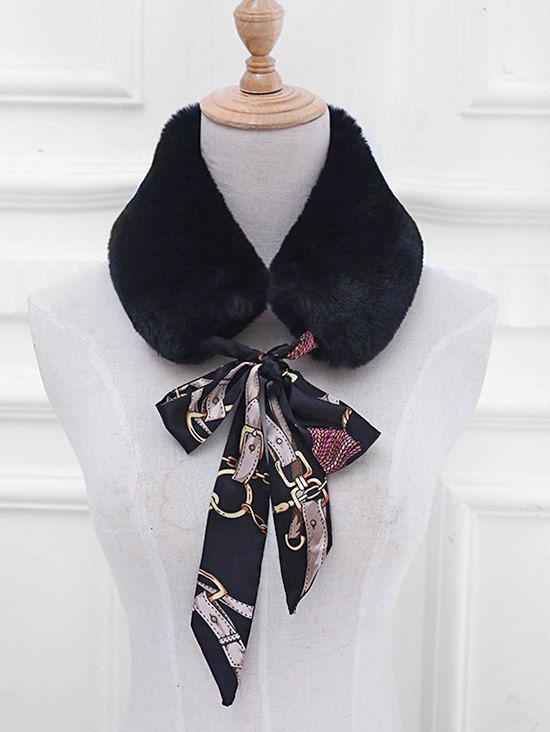 

Vintage Faux Fur False Collar Scarf, Black