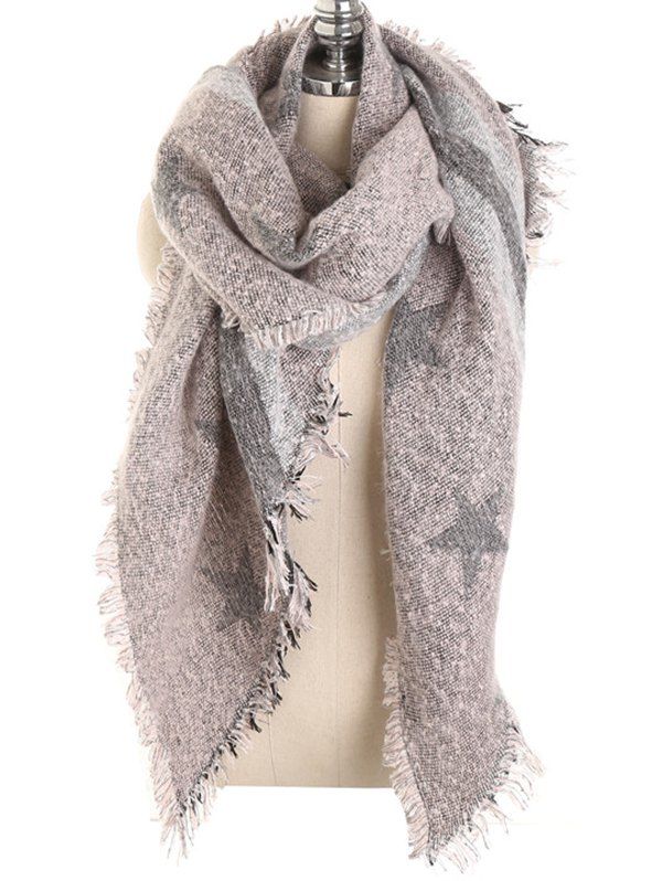 

Simple Star Pattern Solid Color Shawl Scarf, Sakura pink
