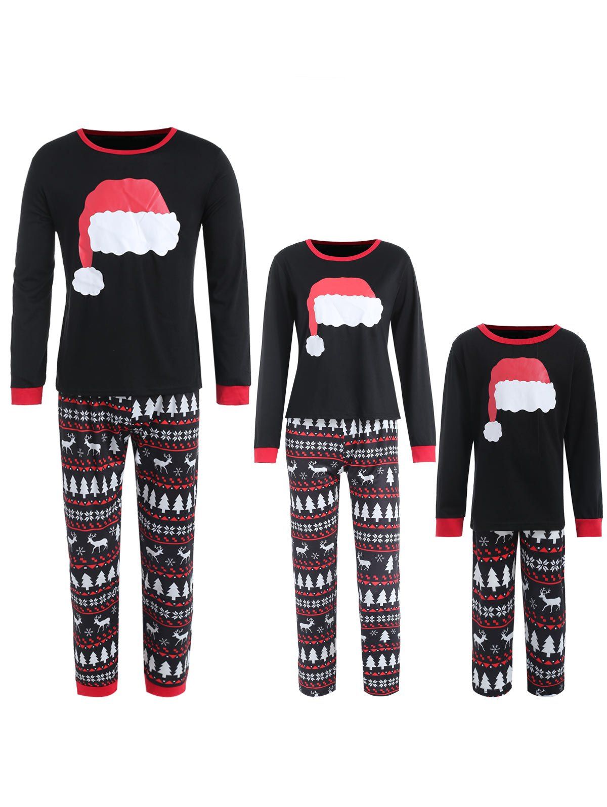 

Family Christmas Hat Print Pajamas, Black