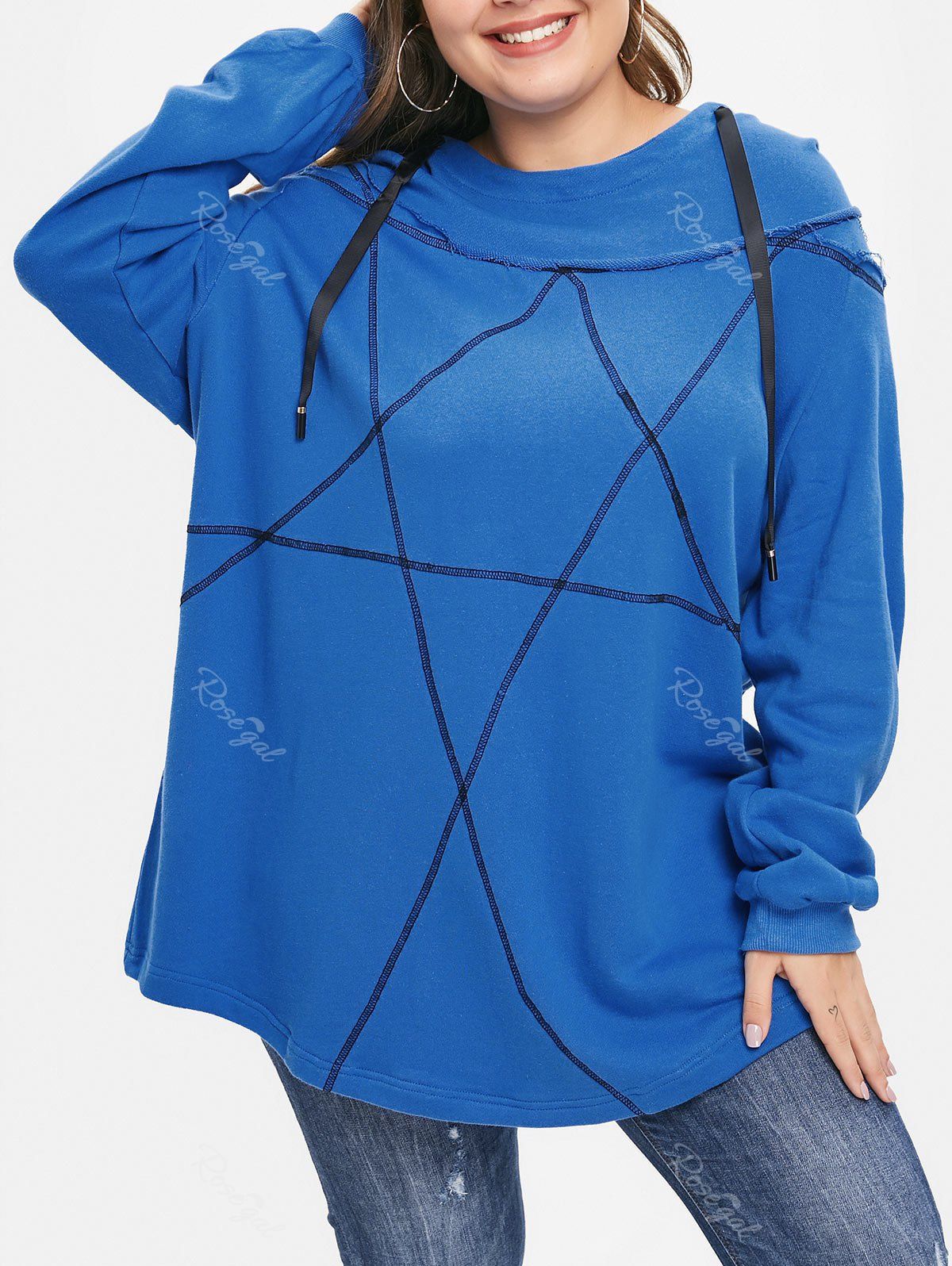 

Plus Size Two Tone Pullover Hoodie, Blue