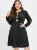 Plus Size Long Sleeves Cutout Flare Dress -  