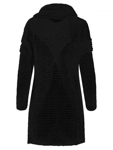 

Cowl Neck Button Asymmetric Hem Sweater, Black