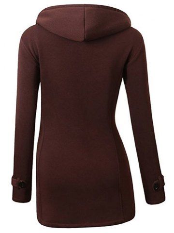 

Plus Size Front Pockets Duffle Coat, Coffee